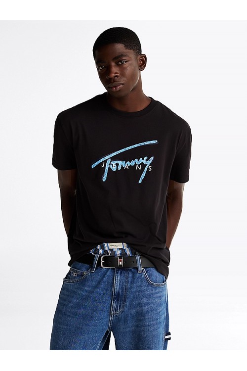 TOMMY HILFIGER T-SHIRT TJM REG RWB SIGNATURE BLACK DM0DM21109-BDS