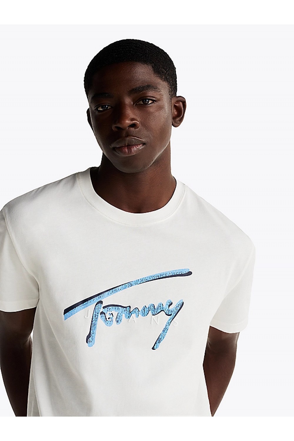 TOMMY HILFIGER T-SHIRT TJM REG RWB SIGNATURE ECRU DM0DM21109-YBL