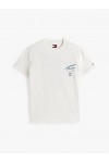 TOMMY HILFIGER T-SHIRT SIGNATURE BACK LOGO CREW NECK ECRU DM0DM21934-YBL