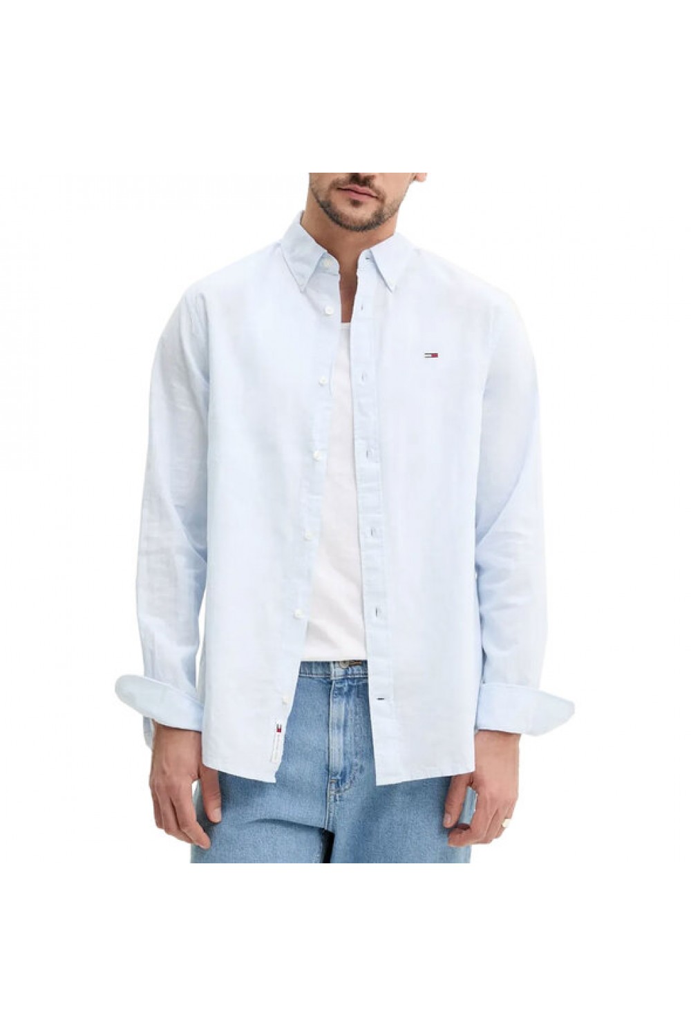 TOMMY HILFIGER SHIRT TJM REG LINEAR BLEND SWEET BLUE DM0DM20875-C3Q
