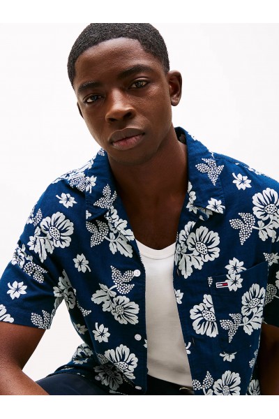 TOMMY HILFIGER SHIRT REG SLUB AOP DARK NIGHT NAVY BANDANA DM0DM21351-C1G