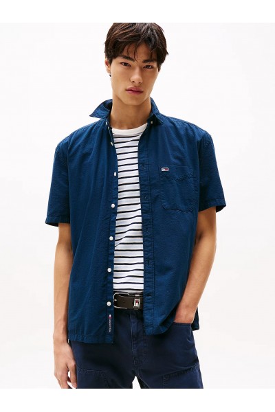TOMMY HILFIGER SHORT SLEEVE SHIRT REG SEERSUCKER DARK NIGHT NAVY DM0DM20890-C1G