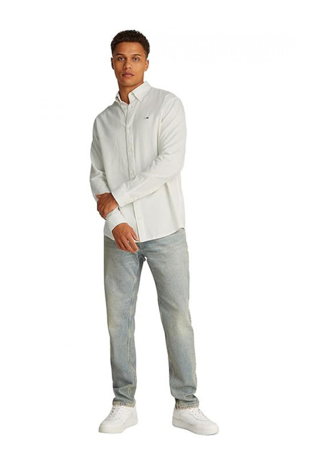 TOMMY HILFIGER SHIRT TJM REG LINEAR BLEND WHITE DM0DM20875-YBL