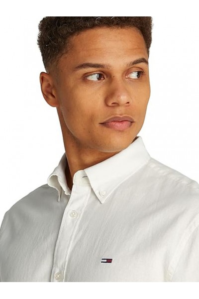 TOMMY HILFIGER SHIRT TJM REG LINEAR BLEND WHITE DM0DM20875-YBL