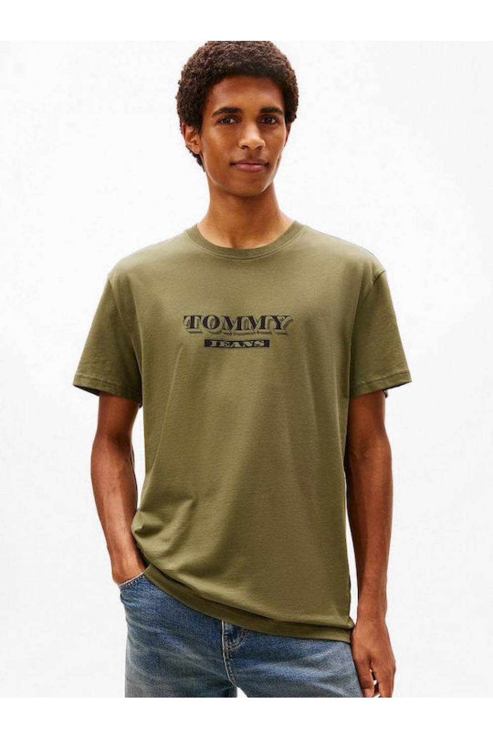 TOMMY HILFIGER T-SHIRT TJM REG BILLS FONT TEE DARK GREENERY DM0DM22322-GY1