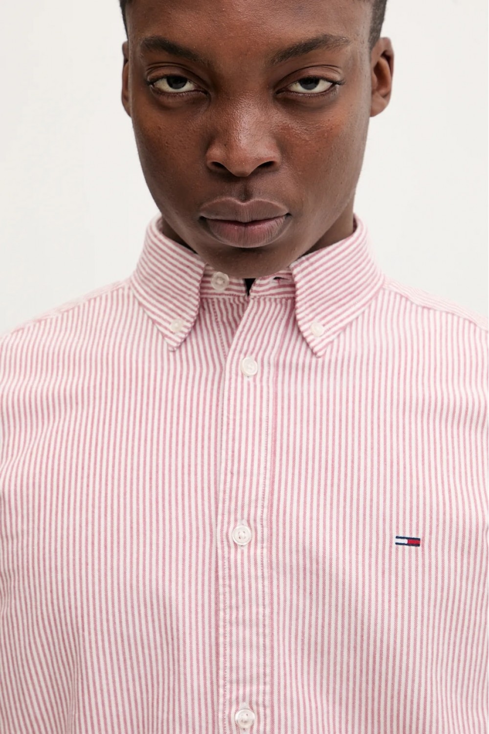 TOMMY HILFIGER SHIRT TJM SLIM STRIPE OXFORD TERRACOTTA RED STRIPES DM0DM20668-XL0