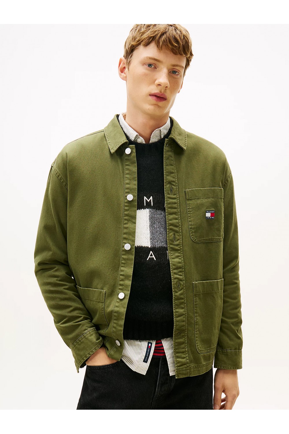 TOMMY HILFIGER TJM ESSENTIAL OVERSHIRT DARK GREENERY DM0DM20236-GY1