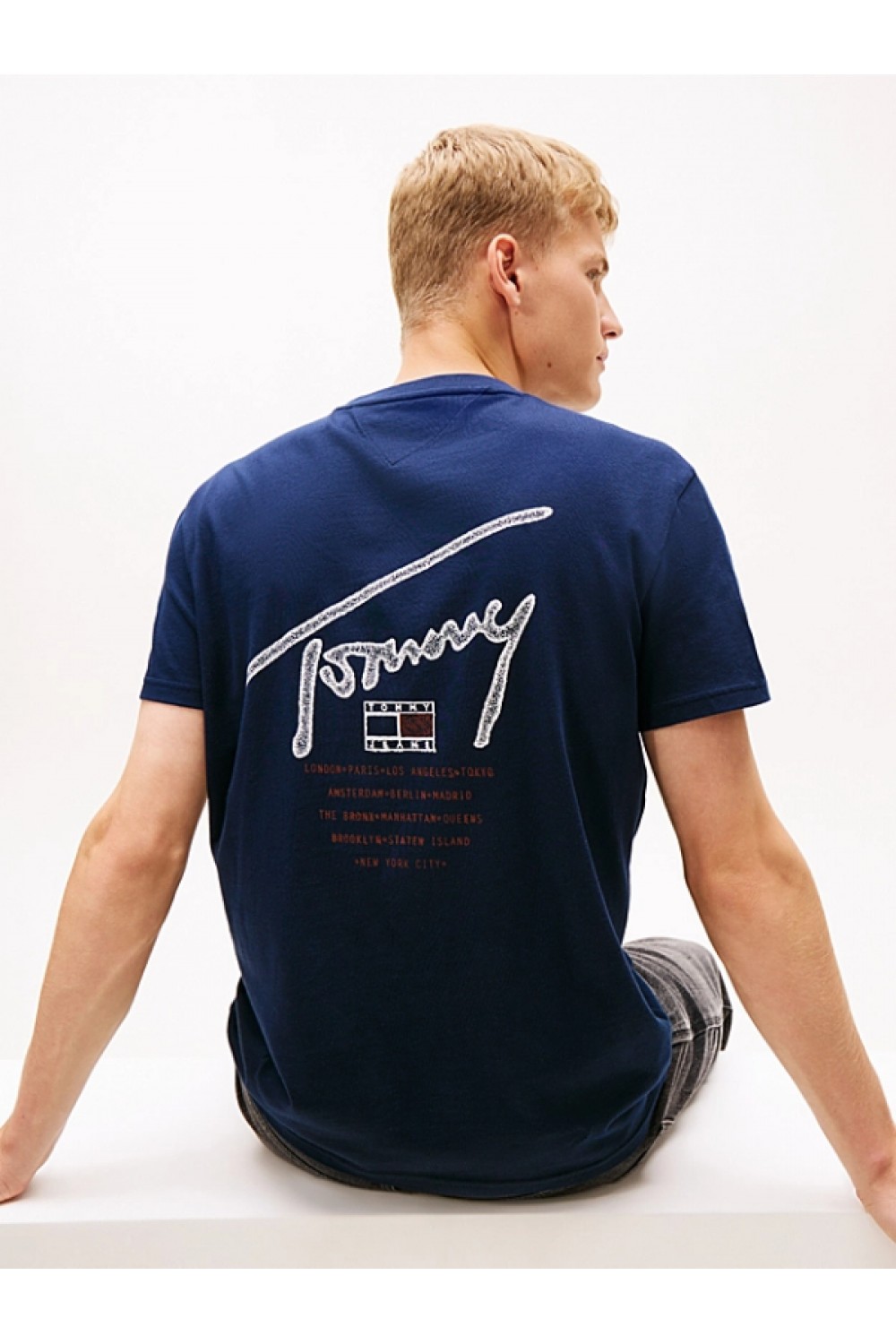 TOMMY HILFIGER T-SHIRT TJM REG SIGN BACKPRINT ECRU DM0DM22320-YBL