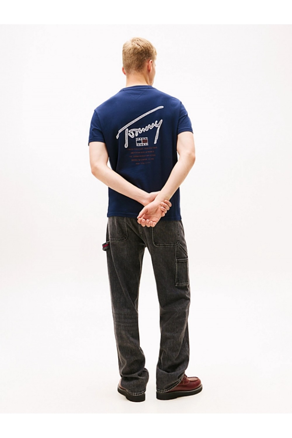 TOMMY HILFIGER T-SHIRT TJM REG SIGN BACKPRINT ECRU DM0DM22320-YBL