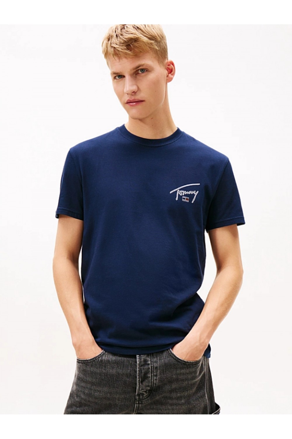 TOMMY HILFIGER T-SHIRT TJM REG SIGN BACKPRINT ECRU DM0DM22320-YBL