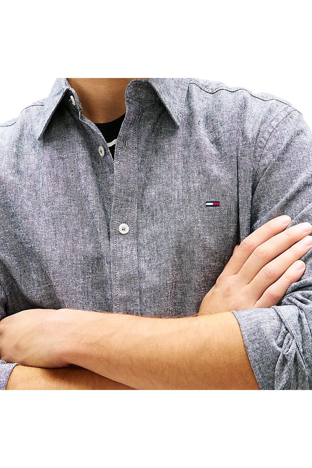 TOMMY HILFIGER TJM LINEN BLEND SHIRT DARK NIGHT NAVY DM0DM22761-C1G