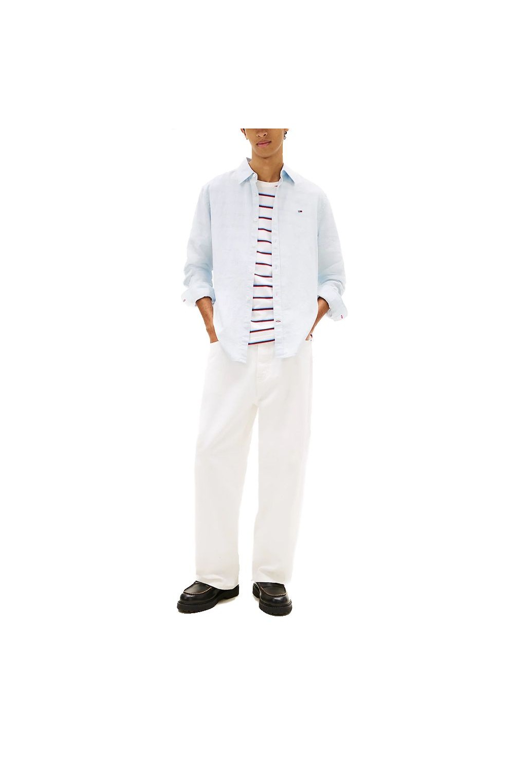 TOMMY HILFIGER TJM LINEN BLEND SHIRT SWEAT BLUE DM0DM22761-C3Q