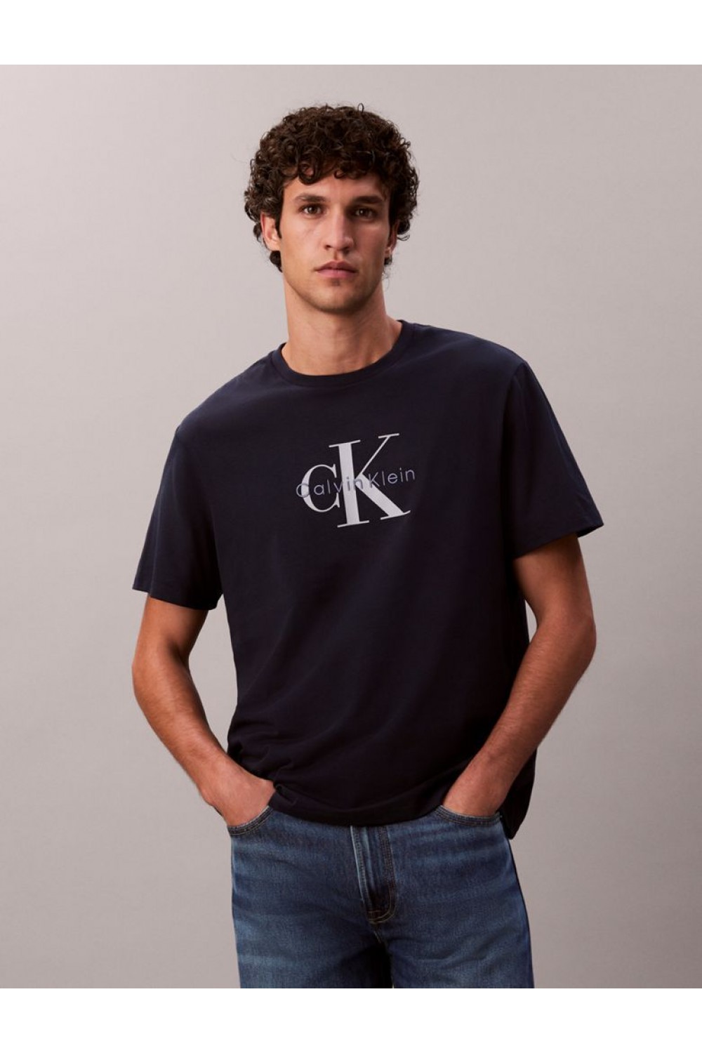 CALVIN KLEIN JEANS T-SHIRT MONOGRAM LOGO DARK SAPPHIRE LV04RB862G-CEF