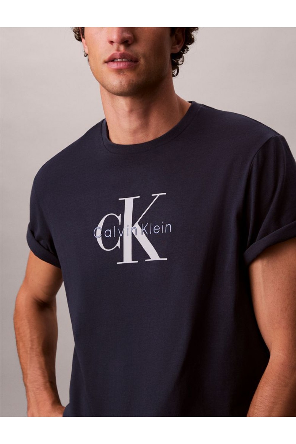 CALVIN KLEIN JEANS T-SHIRT MONOGRAM LOGO DARK SAPPHIRE LV04RB862G-CEF