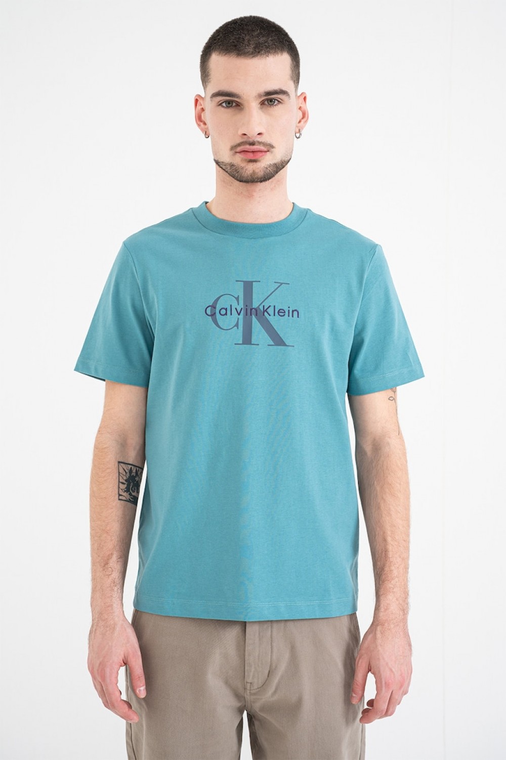 CALVIN KLEIN JEANS T-SHIRT MONOGRAM LOGO TEQUILA BLUE LV04RB862G-2IR