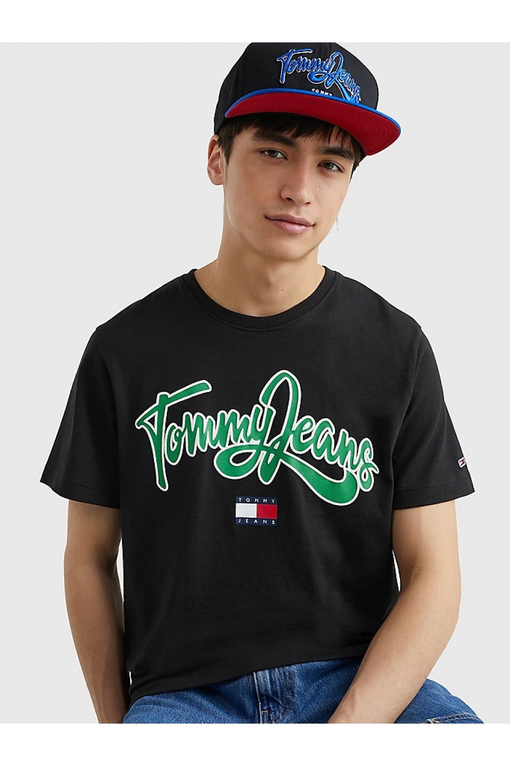 TOMMY HILFIGER TJM REG COLLEGE POP TEXT TEE BLACK DM0DM16403-BDS