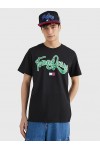 TOMMY HILFIGER TJM REG COLLEGE POP TEXT TEE BLACK DM0DM16403-BDS