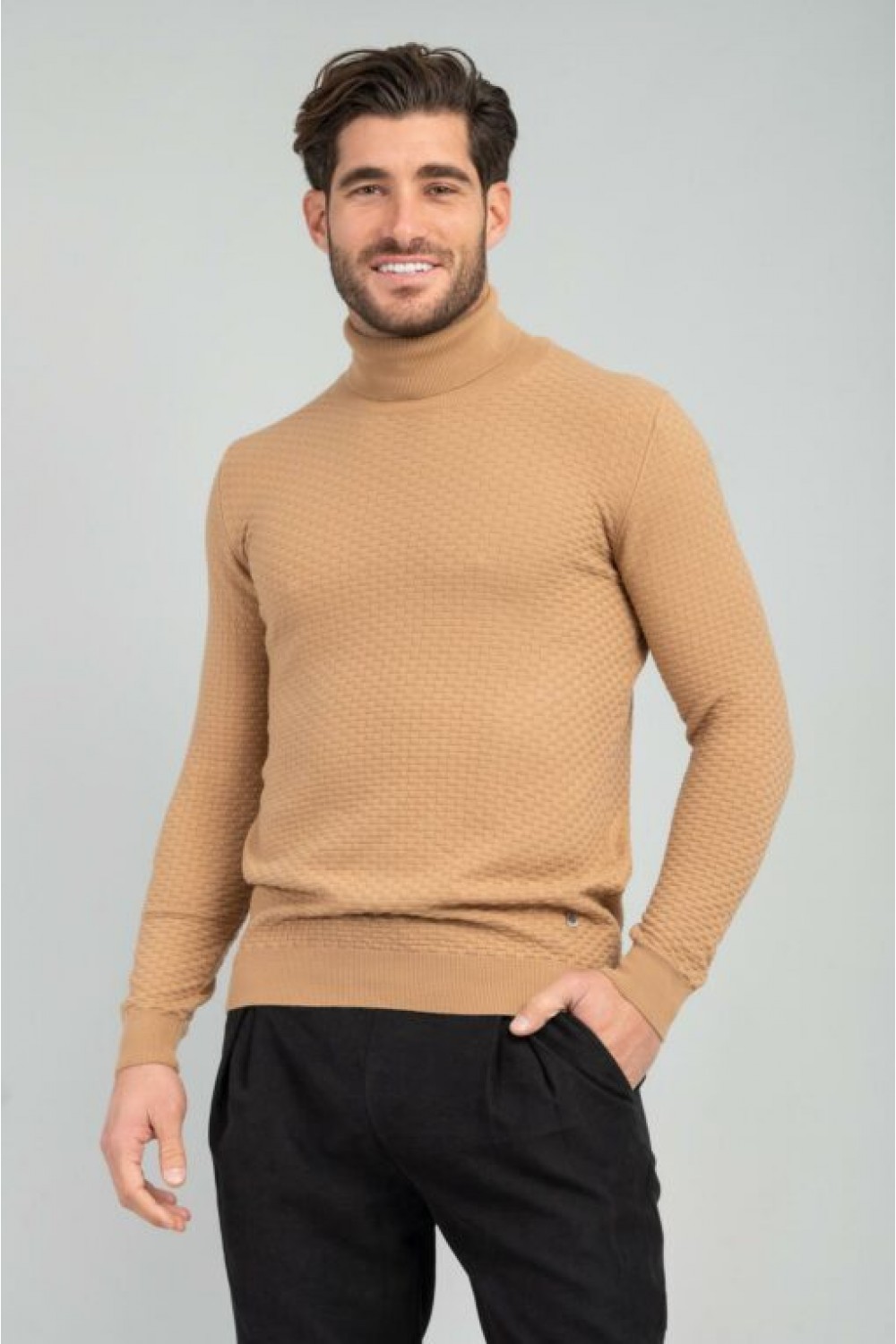 VITTORIO HIGH NECK KNITWEAR BEIGE 700-2223-004