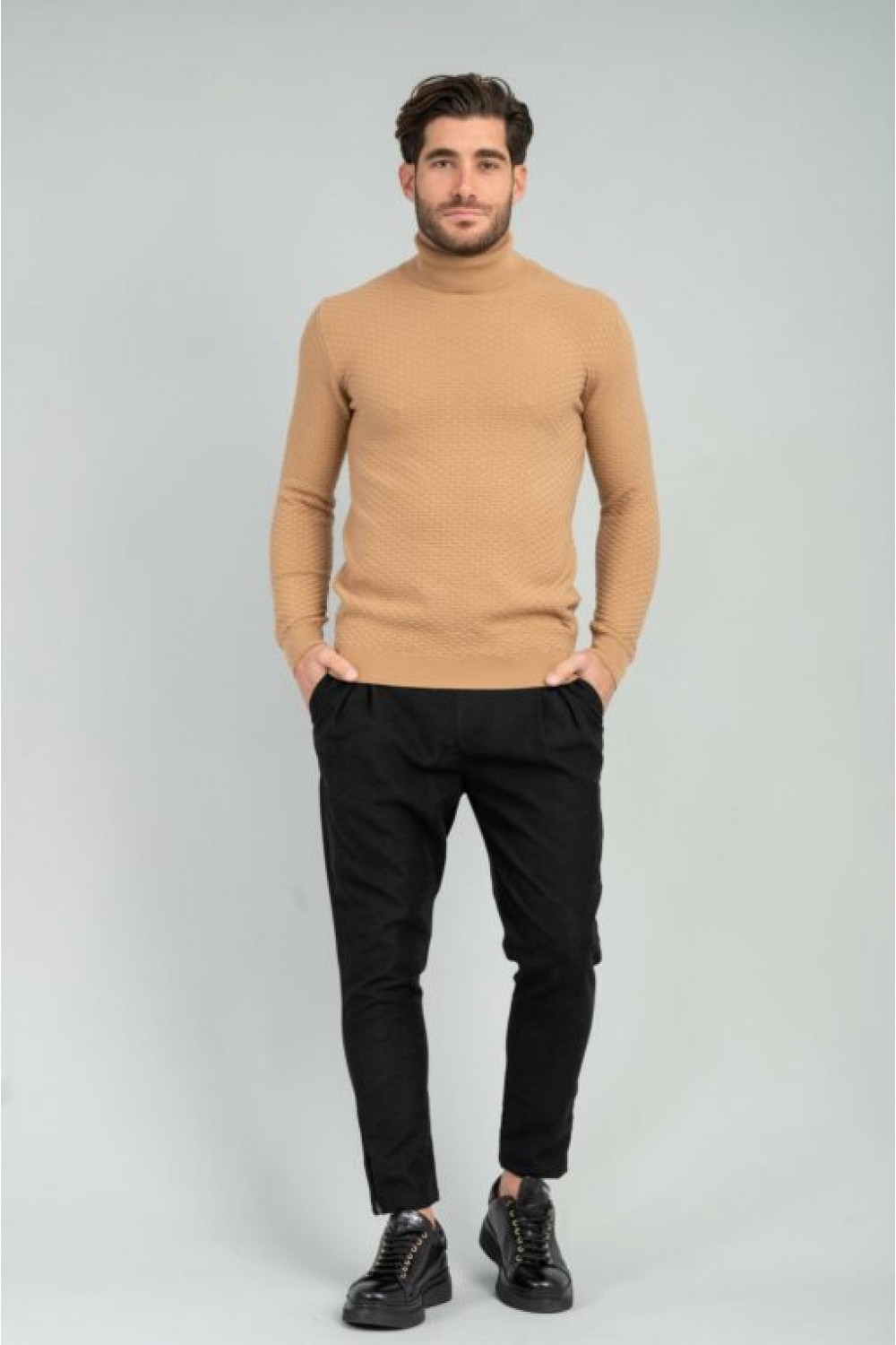 VITTORIO HIGH NECK KNITWEAR BEIGE 700-2223-004