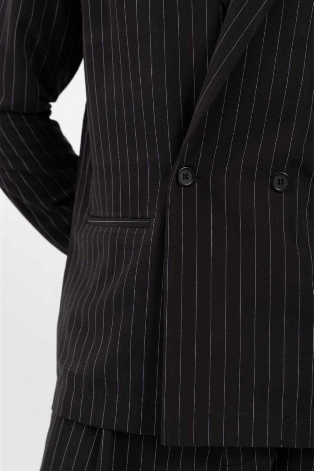 VITTORIO SET OVERSHIRT & PANTS BLACK-WHITE STRIPES 300-25-GENOVA
