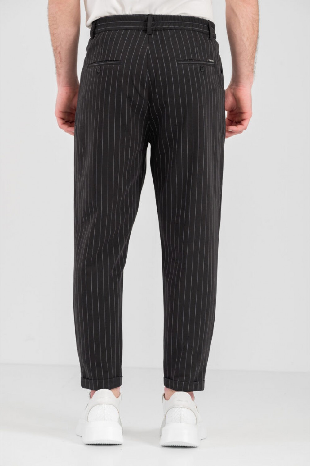 VITTORIO SET OVERSHIRT & PANTS BLACK-WHITE STRIPES 300-25-GENOVA