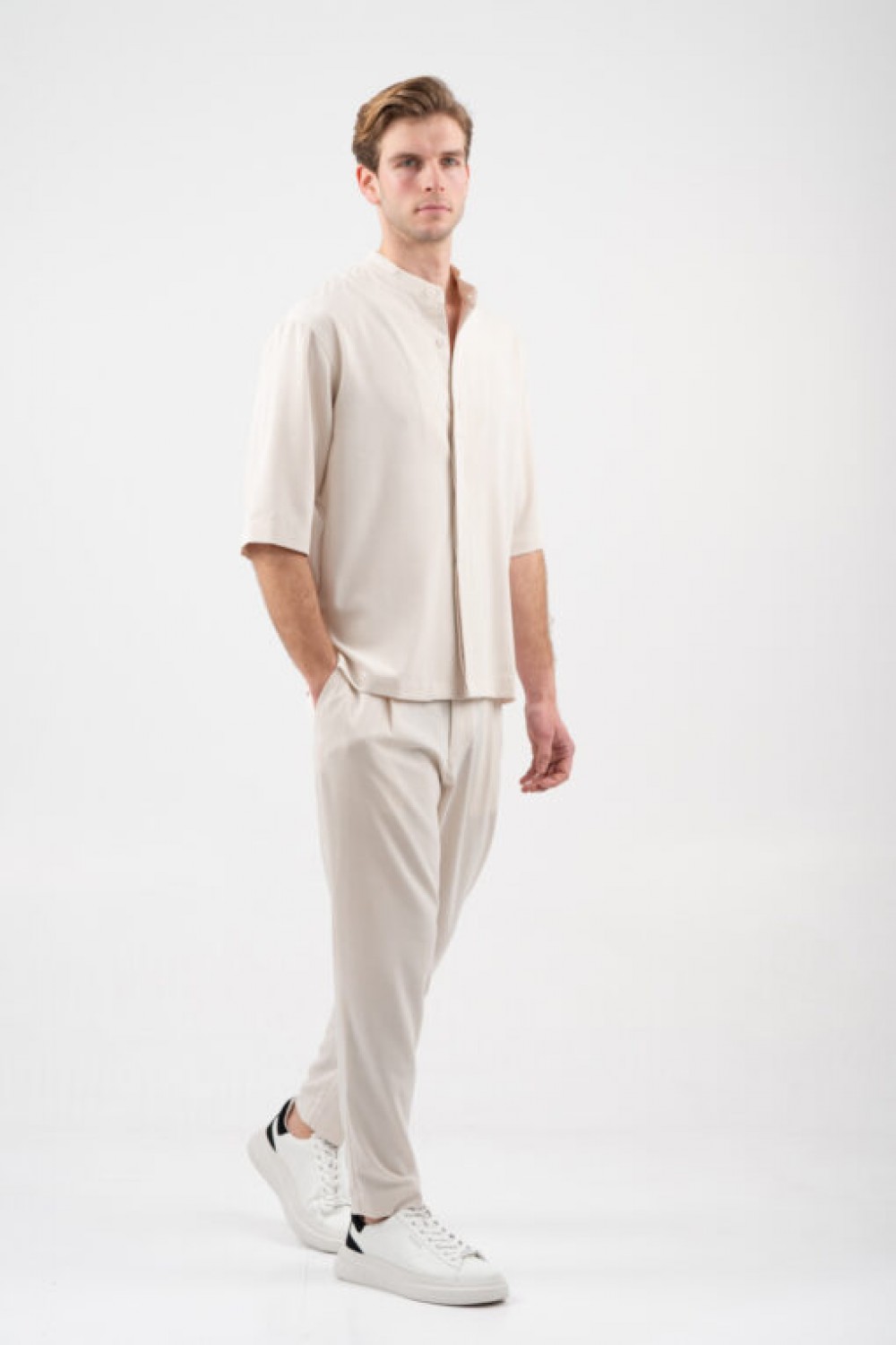 VITTORIO SET SHIRT & PANTS STONE 300-26-MORRONE