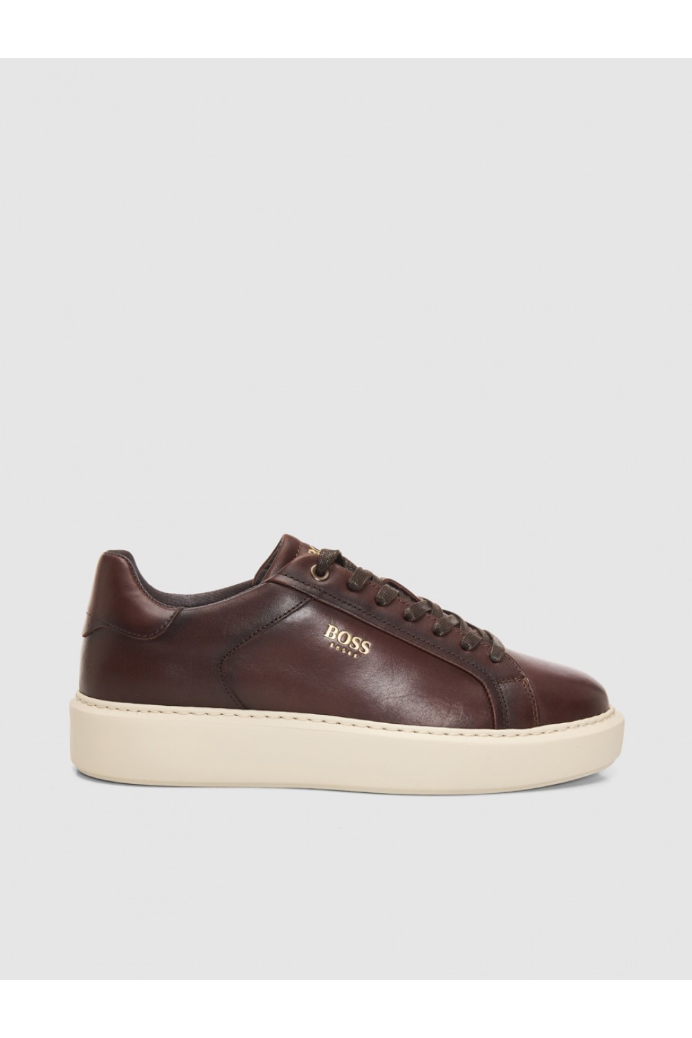 BOSS SHOES LEATHER SNEAKER BROWN GARDA EJ7175
