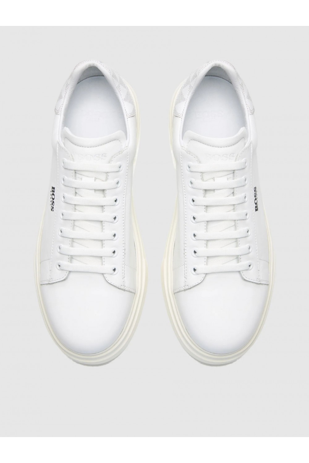 BOSS SHOES LEATHER SNEAKER WHITE PYRAMID D7940