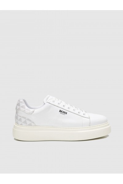 BOSS SHOES LEATHER SNEAKER WHITE PYRAMID D7940