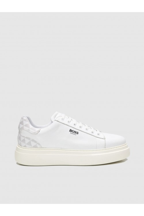 BOSS SHOES LEATHER SNEAKER WHITE PYRAMID D7940