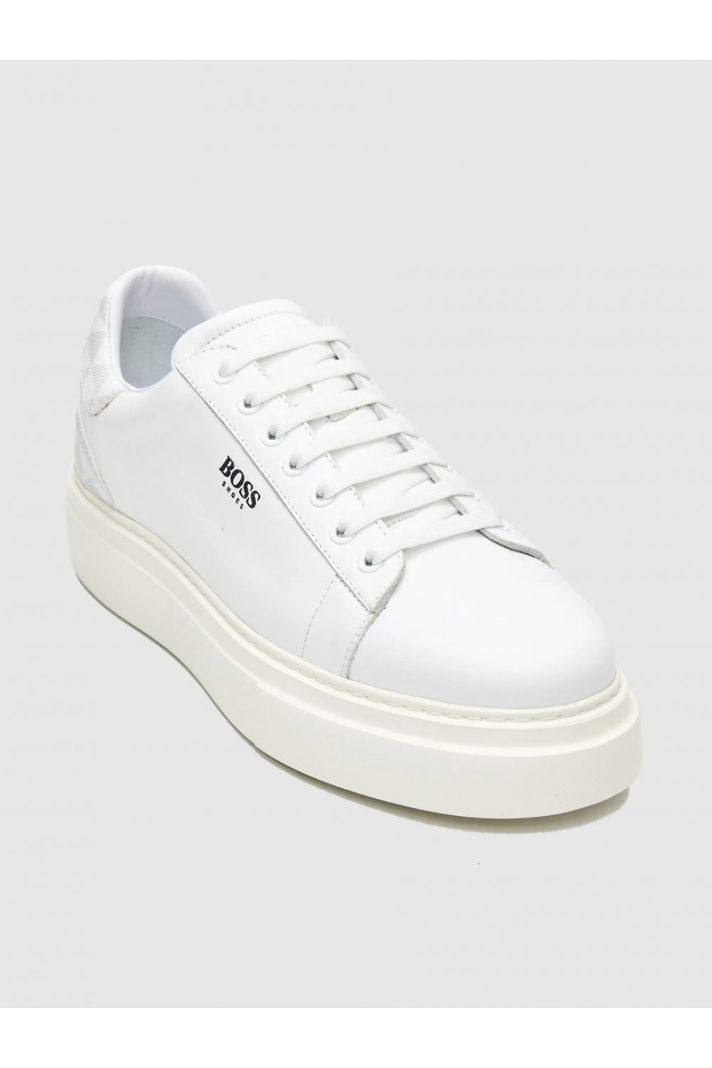 BOSS SHOES LEATHER SNEAKER WHITE PYRAMID D7940