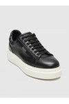 BOSS SHOES LEATHER SNEAKER BLACK PYRAMID D7940