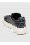 BOSS SHOES LEATHER SNEAKER BLACK PYRAMID D7940
