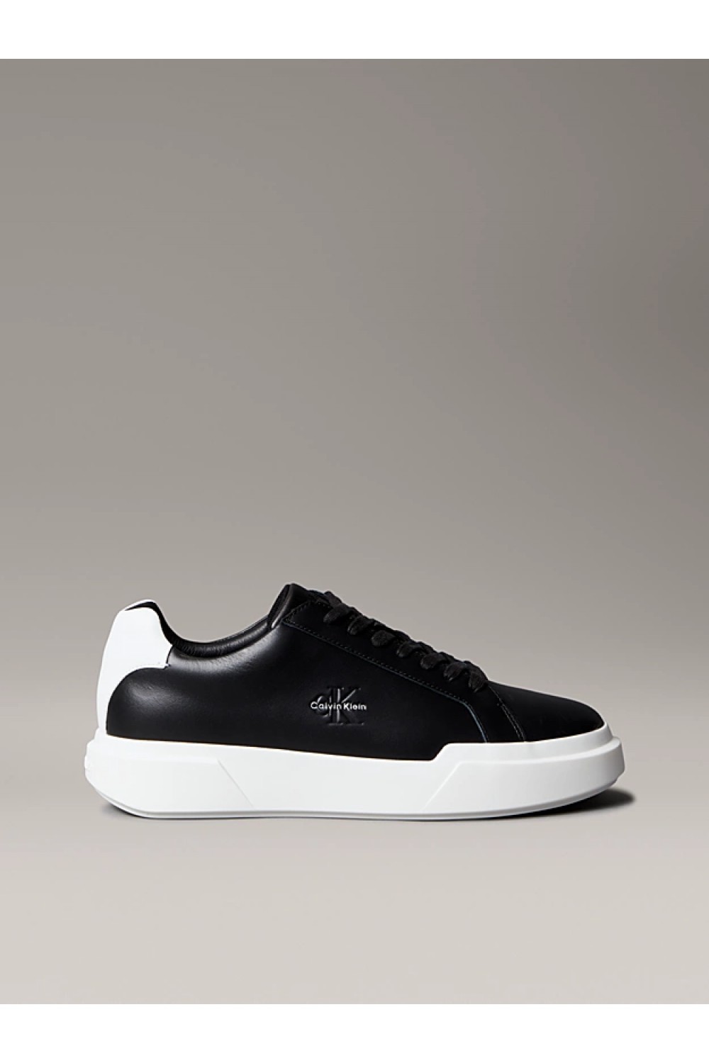 CALVIN KLEIN JEANS CHUNKY CUPSOLE LACE UP LEATHER BLACK-BRIGHT WHITE YM0YM01344-0GM