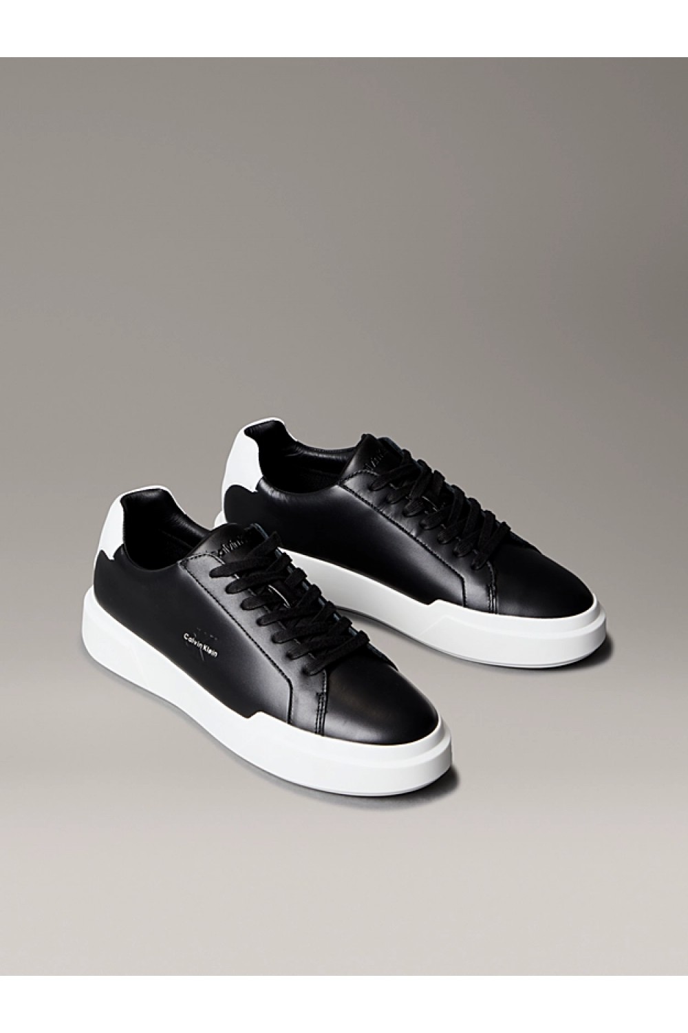 CALVIN KLEIN JEANS CHUNKY CUPSOLE LACE UP LEATHER BLACK-BRIGHT WHITE YM0YM01344-0GM