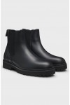 HUGO LEATHER CHELSEA BOOTS WITH EMBOSSED LOGO BLACK 50552708-001