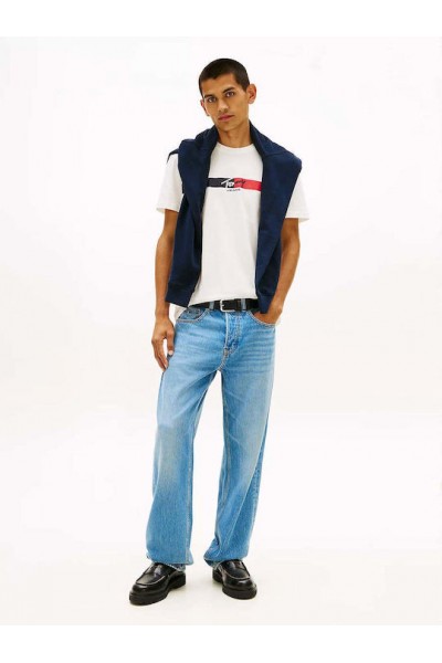 TOMMY HILFIGER T-SHIRT TJM REG SIGNATURE STRIPE WHITE DM0DM22539-YBL