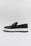 MEN LEATHER LOAFER BLACK-WHITE SOLE 4442