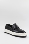MEN LEATHER LOAFER BLACK-WHITE SOLE 4442