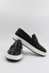 MEN LEATHER LOAFER BLACK-WHITE SOLE 4442