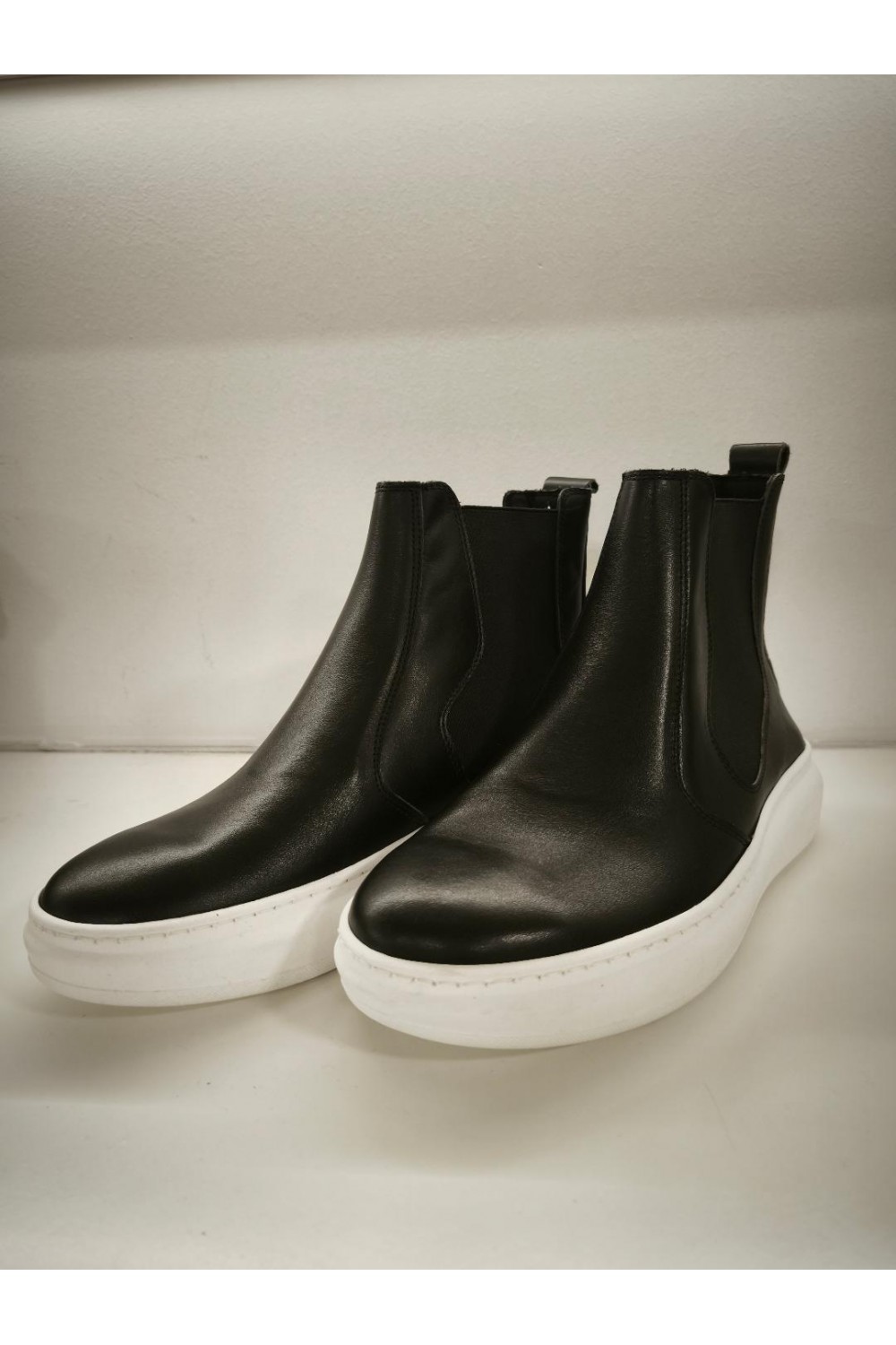 NICE STEP CHELSEA LEATHER BOOTS BLACK NS202