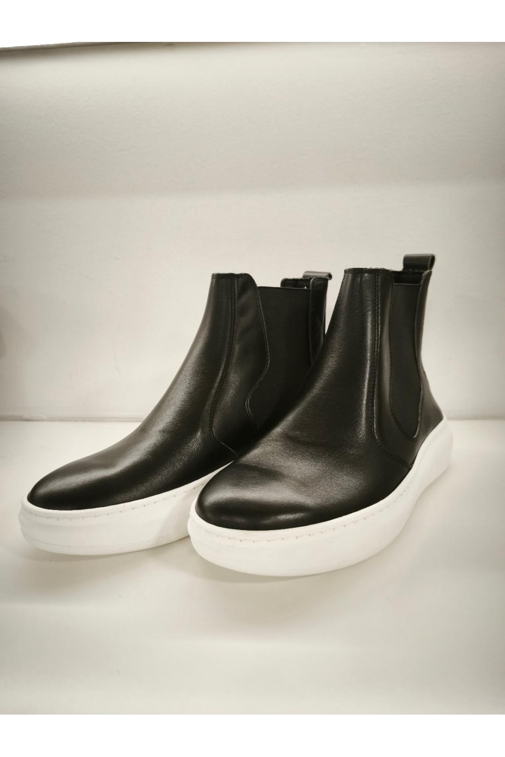NICE STEP CHELSEA LEATHER BOOTS BLACK NS202