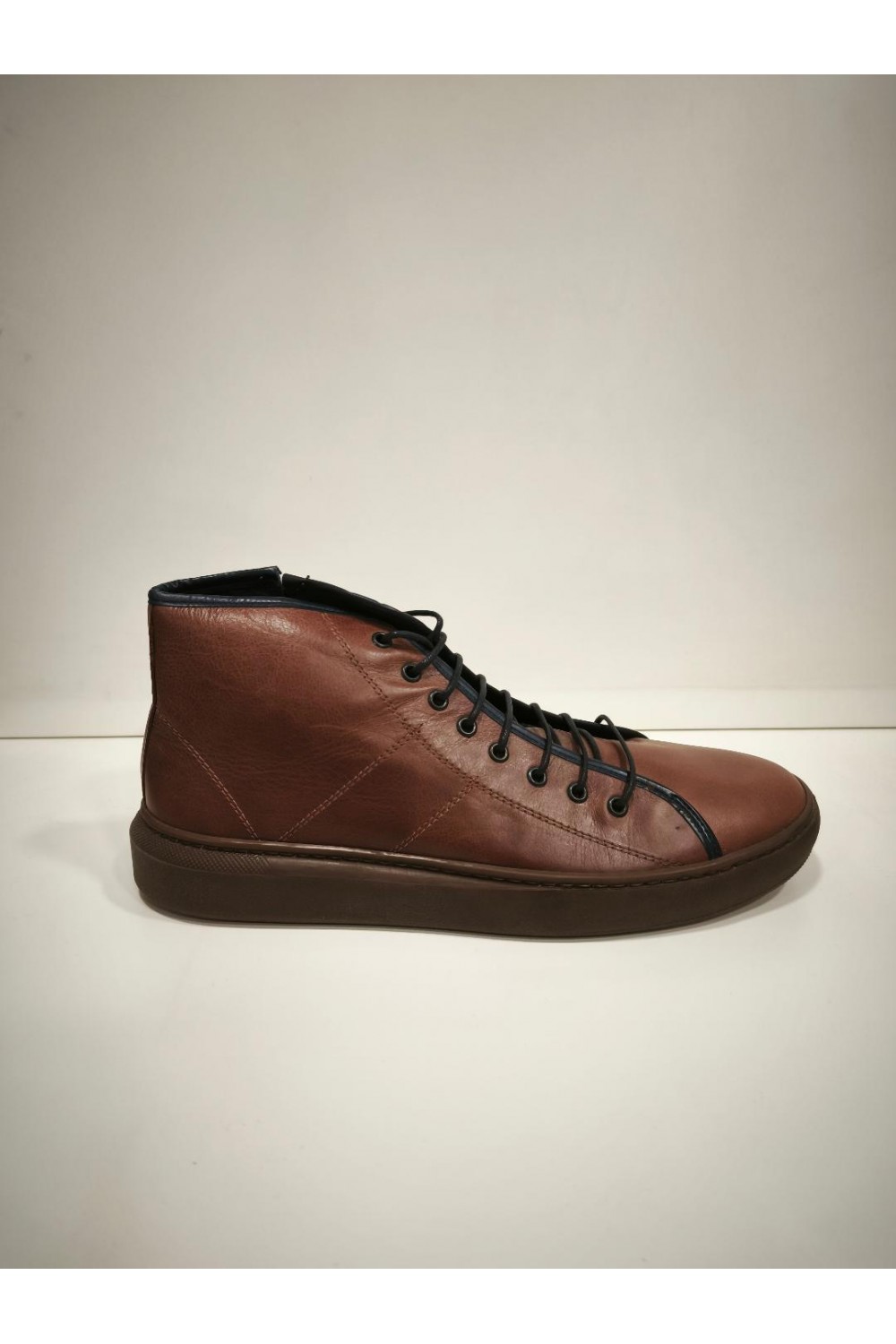 NICE STEP LEATHER BOOTS BROWN NS877