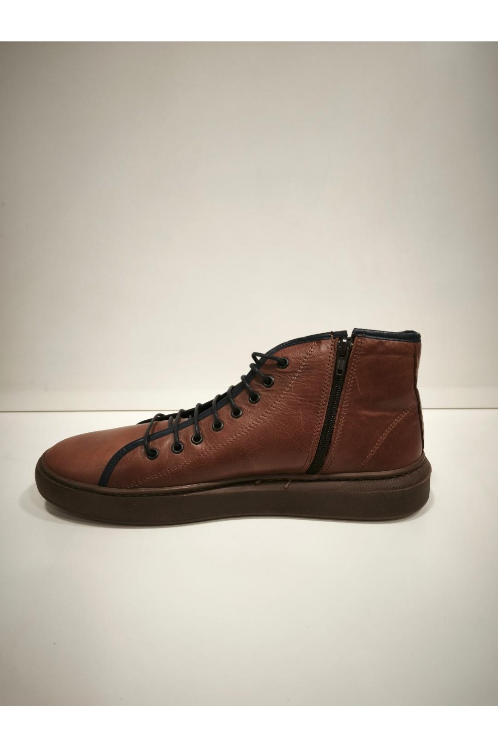 NICE STEP LEATHER BOOTS BROWN NS877