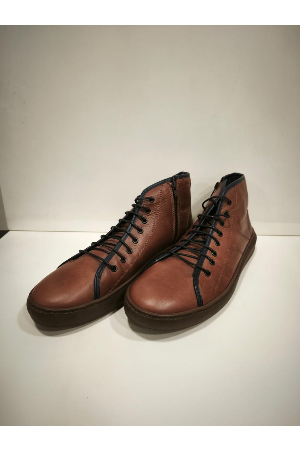 NICE STEP LEATHER BOOTS BROWN NS877