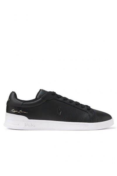 POLO RALPH LAUREN SPORT HERITAGE COURT II LEATHER TRAINERS BLACK 809P13083002