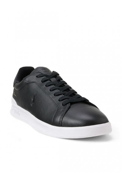 POLO RALPH LAUREN SPORT HERITAGE COURT II LEATHER TRAINERS BLACK 809P13083002