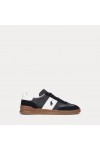 POLO RALPH LAUREN HERITAGE AERA LEATHER-SUEDE TRAINER BLACK-WHITE 809956119001