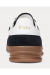 POLO RALPH LAUREN HERITAGE AERA LEATHER-SUEDE TRAINER BLACK-WHITE 809956119001