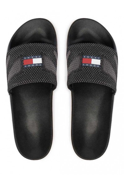 TOMMY HILFIGER SLIDES BLACK-ZINC EM0EM01697-0GM